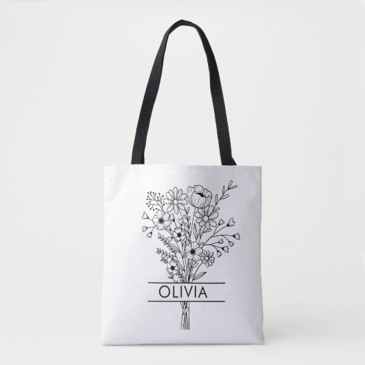 Eenvoudige rustieke wildflower tekst tote bag (Voorkant)