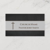 Eenvoudige rustieke zwarte lederen kerk visitekaartje (Voorkant)