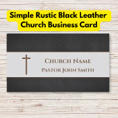 Eenvoudige rustieke zwarte lederen kerk visitekaartje