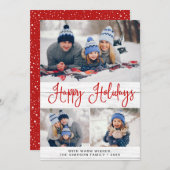 Eenvoudige Rustige 3-FOTO-kerstgroet Feestdagenkaart (Voorkant / Achterkant)