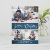 Eenvoudige Rustige 4-FOTO kerstgroet Feestdagenkaart (Staand voorkant)