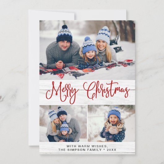 Eenvoudige Rustige 6-FOTO-kerstgroet Feestdagenkaart (Voorkant)