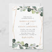 Eenvoudige Rustige Eucalyptus Greenery Gold Weddin Kaart (Voorkant)