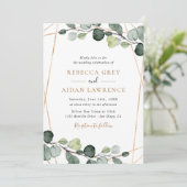 Eenvoudige Rustige Eucalyptus Greenery Gold Weddin Kaart (Staand voorkant)