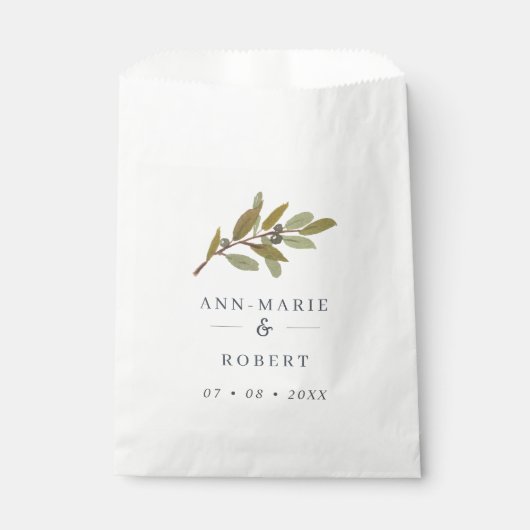 Eenvoudige Rustige Olive Branch Wedding Names Bedankzakje (Voorkant)