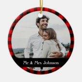 Eenvoudige Rustige Red Black Buffalo foto Keramisch Ornament (Voorkant)