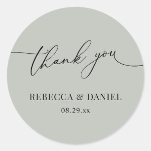 Eenvoudige Rustige Sage Green Favors Dank u Ronde Sticker