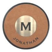 Eenvoudige Sable Gold Classic Monogram Naam Hockey Puck (Voorkant)