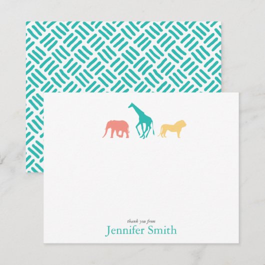 Eenvoudige safari dier personaliseren briefpapier  kaart (Voorkant / Achterkant)