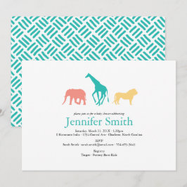 Eenvoudige Safari Dier Silhouet Jongen Baby shower Kaart