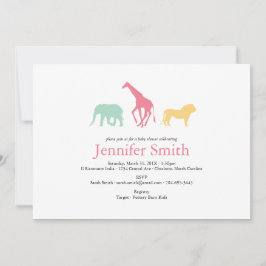 Eenvoudige Safari Dier Silhouet Meisje Baby shower Kaart