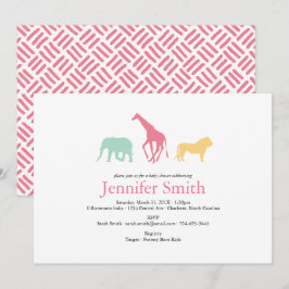Eenvoudige Safari Dier Silhouet Meisje Baby shower Kaart