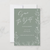 Eenvoudige saga groen trendy bruiloft save the date (Voorkant)