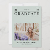 Eenvoudige Sage Afstuderen Fotoaankondiging Aankondiging (Voorkant)