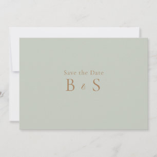 Eenvoudige Sage & Goud Monogram Save The Date