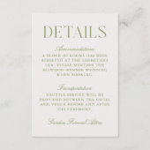 Eenvoudige Sage Green & Beige Wedding Details Informatiekaartje (Voorkant)
