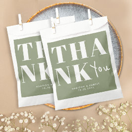 Eenvoudige Sage Green Bold Chic Dank u bruiloft Bedankzakje