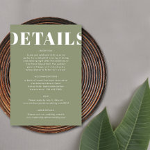 Eenvoudige Sage Green Bold Moderne bruiloft Detail