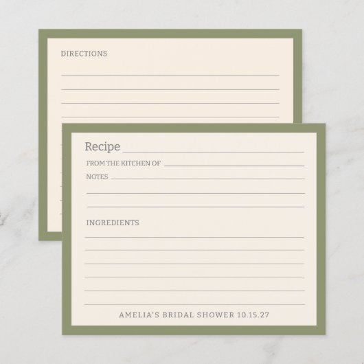 Eenvoudige Sage Green Border gepersonaliseerde rec (Voorkant / Achterkant)