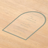 Eenvoudige Sage Green Border Script Wedding Arch Acryl Uitnodigingen (Laagn)