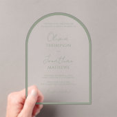 Eenvoudige Sage Green Border Script Wedding Arch Acryl Uitnodigingen (Insitu (Draagbaar))