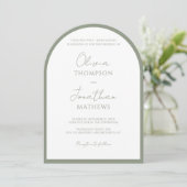 Eenvoudige Sage Green Border Script Wedding Arch Kaart (Staand voorkant)