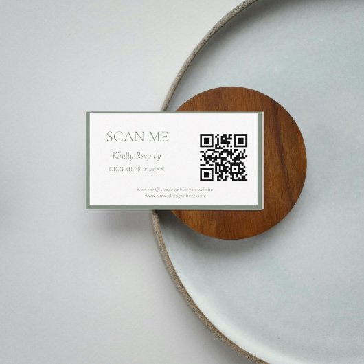 Eenvoudige Sage Green Botanische kam monogram brui Informatiekaartje