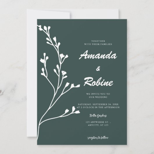 Eenvoudige Sage Green bruiloft uitnodiging (Voorkant)