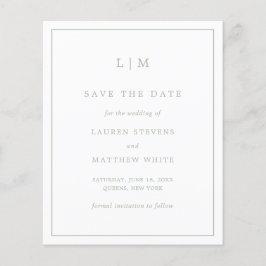 Eenvoudige Sage Green Budget Wedding Save the Date