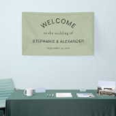 Eenvoudige Sage Green Custom Welkom bij bruiloft Spandoek (Beurs)