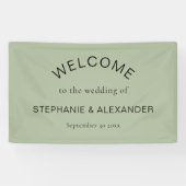 Eenvoudige Sage Green Custom Welkom bij bruiloft Spandoek (Horizontaal)