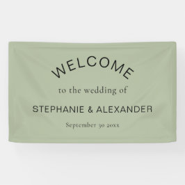 Eenvoudige Sage Green Custom Welkom bij bruiloft Spandoek