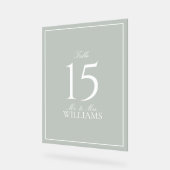 Eenvoudige Sage Green Elegant Trouwtafel Nummer Acryl Bord (Hoek)