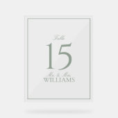 Eenvoudige Sage Green Elegant Trouwtafel Nummer Acryl Bord (Voorkant)