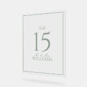 Eenvoudige Sage Green Elegant Trouwtafel Nummer Acryl Bord (Hoek)