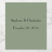 Eenvoudige Sage Green en Black Wedding Favor Wijn Etiket (Enkel label)