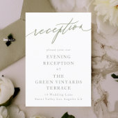 Eenvoudige Sage Green en White Modern Calligraphy Informatiekaartje