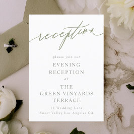 Eenvoudige Sage Green en White Modern Calligraphy Informatiekaartje