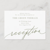 Eenvoudige Sage Green en White Modern Calligraphy Informatiekaartje (Voorkant)