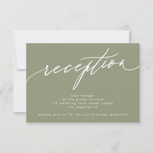 Eenvoudige Sage Green en White Modern Calligraphy Kaart (Voorkant)