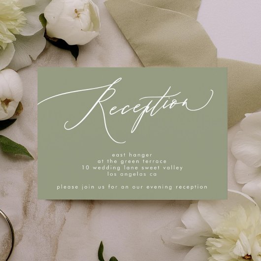 Eenvoudige Sage Green en White Modern Calligraphy Kaart