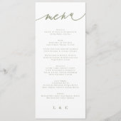 Eenvoudige Sage Green en White Modern Calligraphy Menu (Voorkant)