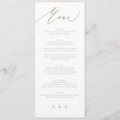 Eenvoudige Sage Green en White Modern Calligraphy Menu (Voorkant)