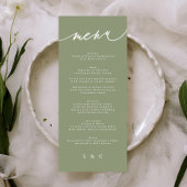 Eenvoudige Sage Green en White Modern Calligraphy Menu