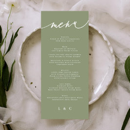 Eenvoudige Sage Green en White Modern Calligraphy Menu