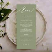 Eenvoudige Sage Green en White Modern Calligraphy Menu