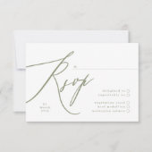 Eenvoudige Sage Green en White Modern Calligraphy RSVP Kaartje (Voorkant)