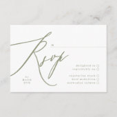 Eenvoudige Sage Green en White Modern Calligraphy RSVP Kaartje (Voorkant)
