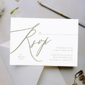 Eenvoudige Sage Green en White Modern Calligraphy RSVP Kaartje