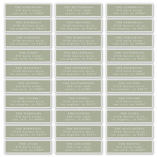 Eenvoudige Sage Green en White Modern Calligraphy Sticker (Voorkant)